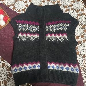 Free People Lambswool & Mohair cardigan sweater Vest hidden large snap closure S